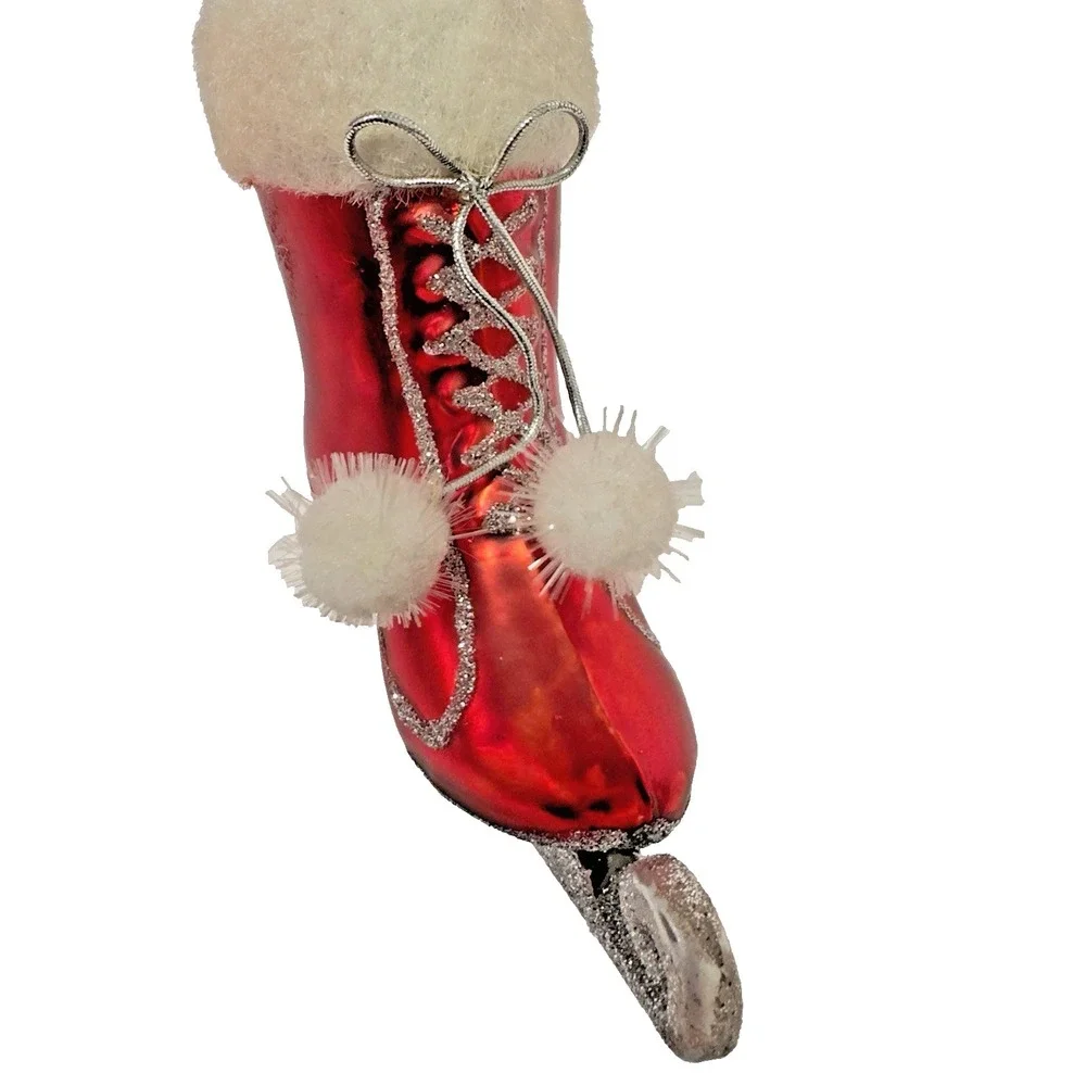 Christopher Radco Christmas‎ Ornament Red  Vintage Shine Sparkle Presents Silver